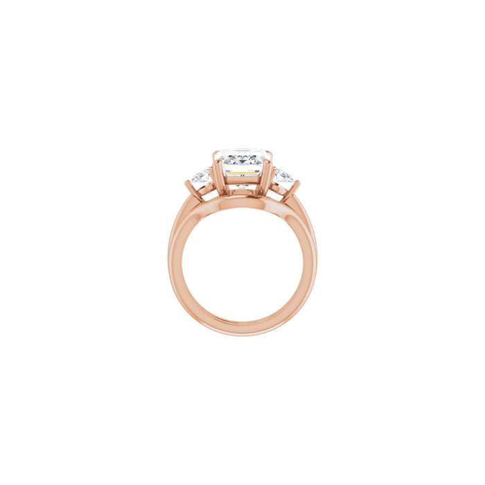 14K Rose Gold 10 x 8 mm Emerald 1/4 CTW Lab-Grown Diamond Semi-Set Engagement Ring