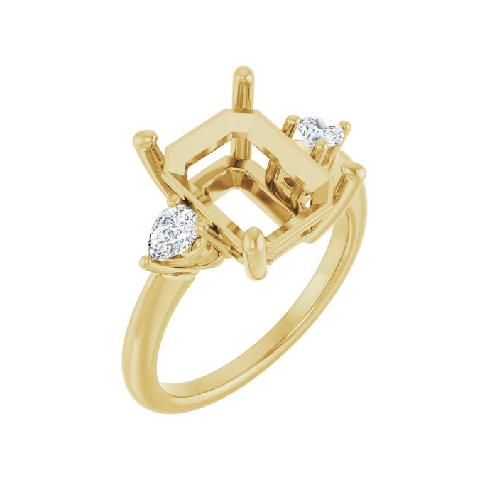 14K Yellow Gold 11 x 9 mm Emerald 1/4 CTW Lab-Grown Diamond Semi-Set Engagement Ring