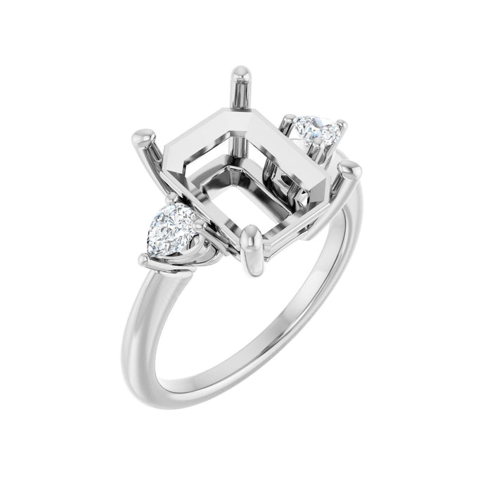 Platinum 11 x 9 mm Emerald 1/4 CTW Lab-Grown Diamond Semi-Set Engagement Ring