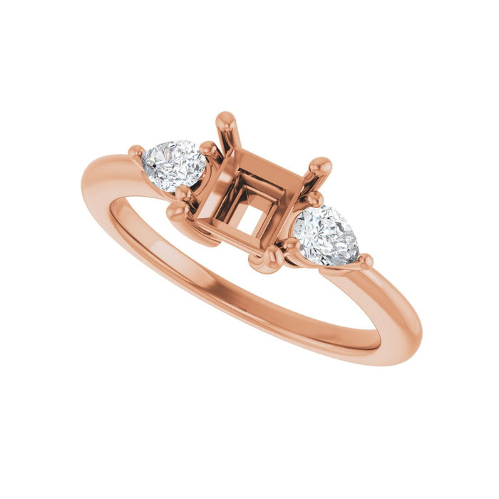 14K Rose Gold 5 x 5 mm Square 1/4 CTW Lab-Grown Diamond Semi-Set Engagement Ring
