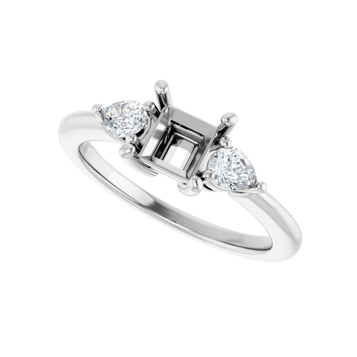14K White Gold 5 x 5 mm Square 1/4 CTW Lab-Grown Diamond Semi-Set Engagement Ring