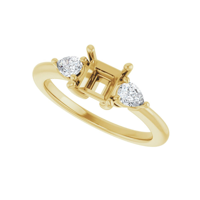 14K Yellow Gold 5 x 5 mm Square 1/4 CTW Lab-Grown Diamond Semi-Set Engagement Ring