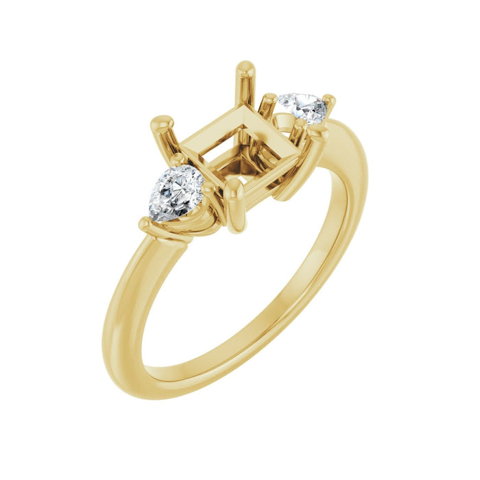 14K Yellow Gold 6 x 6 mm Square 1/4 CTW Lab-Grown Diamond Semi-Set Engagement Ring