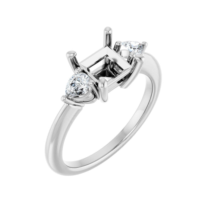 Platinum 6 x 6 mm Square 1/4 CTW Lab-Grown Diamond Semi-Set Engagement Ring