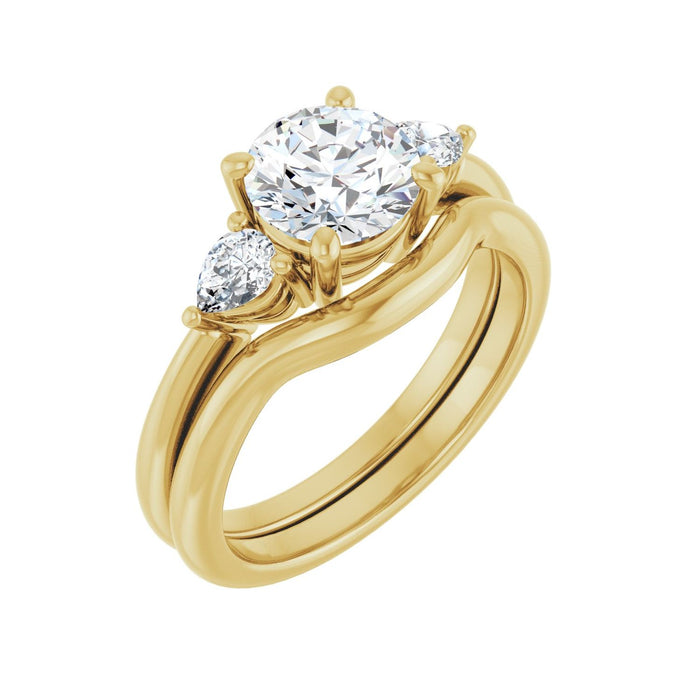 14K Yellow Gold 7 mm Round 1/4 CTW Lab-Grown Diamond Semi-Set Engagement Ring