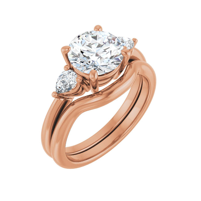 14K Rose Gold 8 mm Round 1/4 CTW Lab-Grown Diamond Semi-Set Engagement Ring