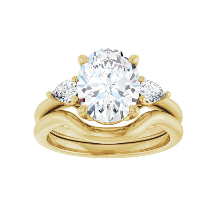 14K Yellow Gold 10 x 8 mm Oval 1/4 CTW Lab-Grown Diamond Semi-Set Engagement Ring