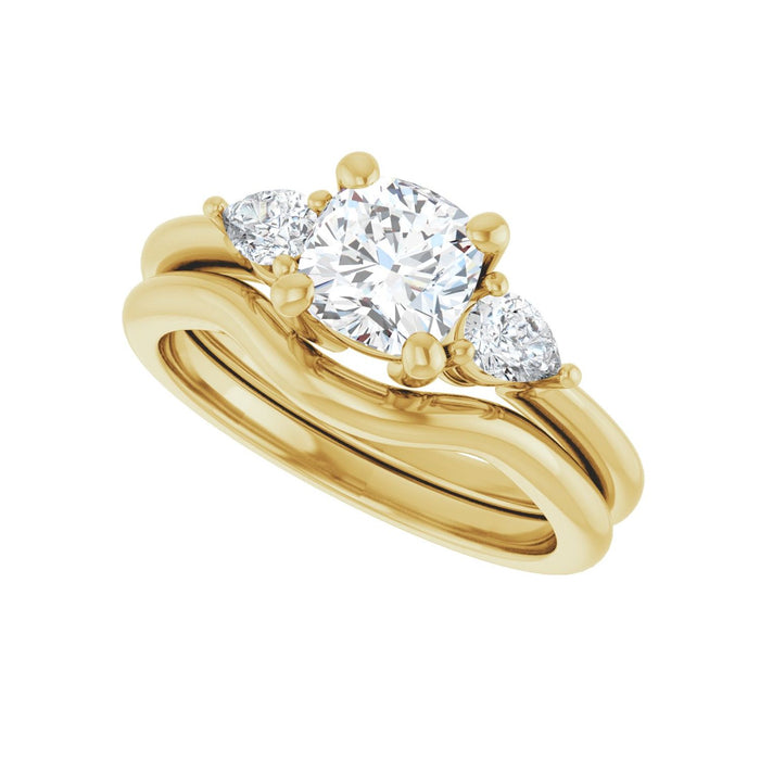 14K Yellow Gold 6 x 6 mm Cushion 1/4 CTW Lab-Grown Diamond Semi-Set Engagement Ring