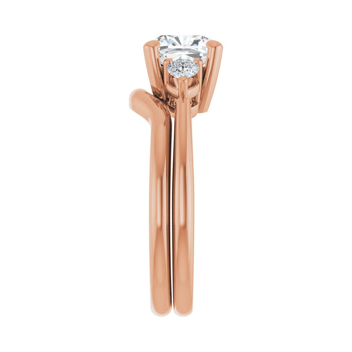 14K Rose Gold 7 x 7 mm Cushion 1/4 CTW Lab-Grown Diamond Semi-Set Engagement Ring