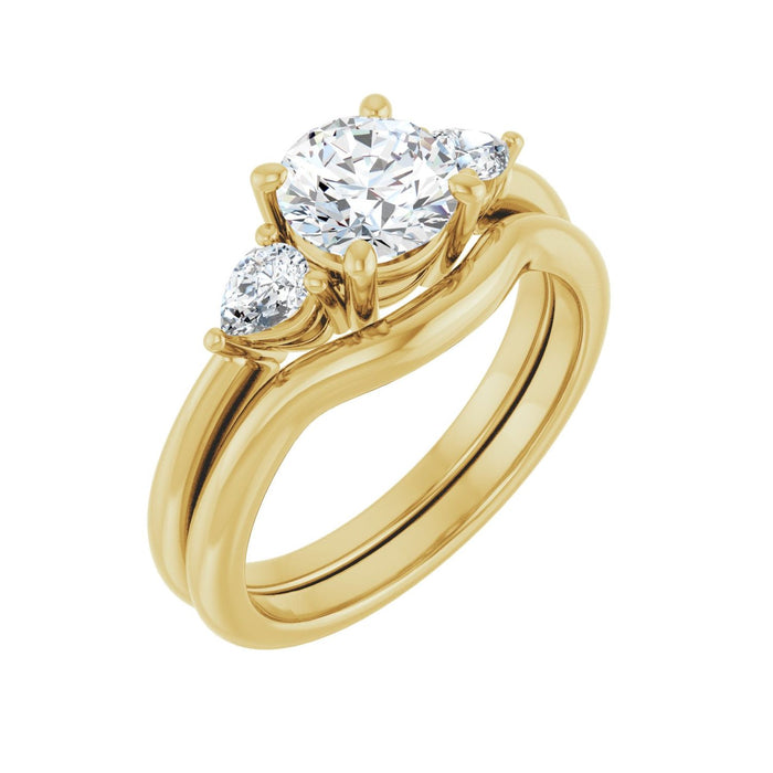 14K Yellow Gold 6.5 mm Round 1/4 CTW Lab-Grown Diamond Semi-Set Engagement Ring
