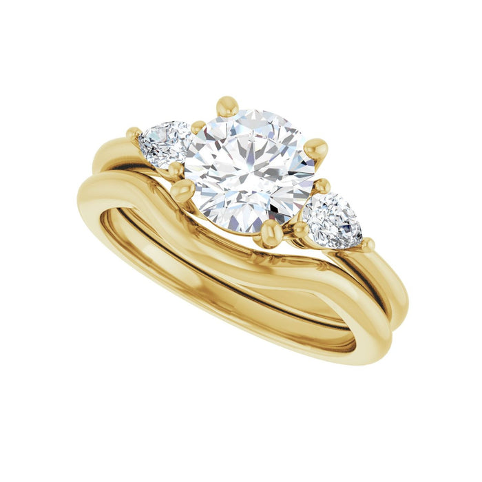 14K Yellow Gold 7 mm Round 1/4 CTW Lab-Grown Diamond Semi-Set Engagement Ring