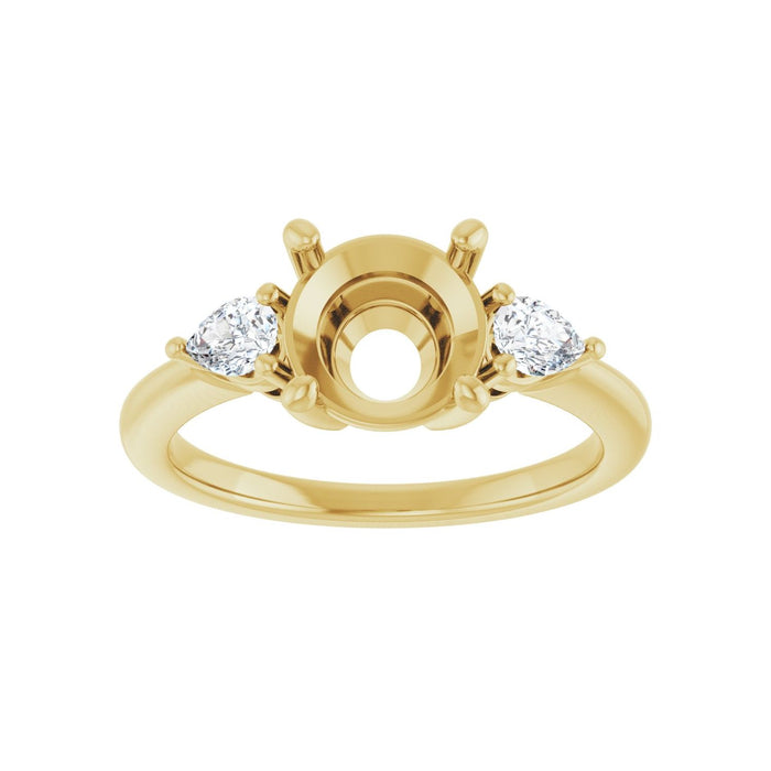14K Yellow Gold 8 mm Round 1/4 CTW Lab-Grown Diamond Semi-Set Engagement Ring