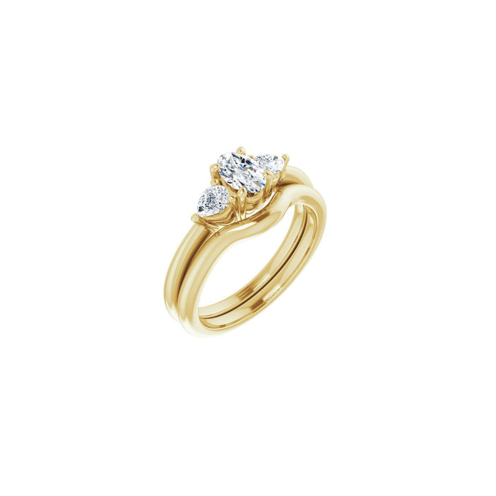 14K Yellow Gold 6 x 4 mm Oval 1/4 CTW Lab-Grown Diamond Semi-Set Engagement Ring