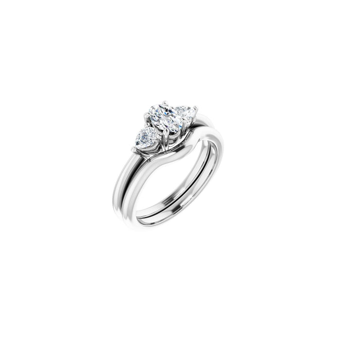 14K White Gold 6 x 4 mm Oval 1/4 CTW Lab-Grown Diamond Semi-Set Engagement Ring