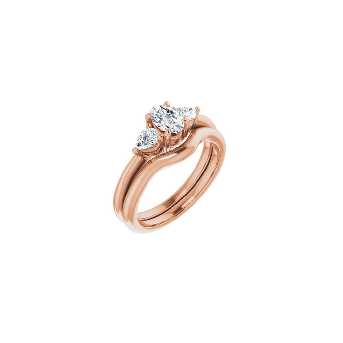 14K Rose Gold 6 x 4 mm Oval 1/4 CTW Lab-Grown Diamond Semi-Set Engagement Ring