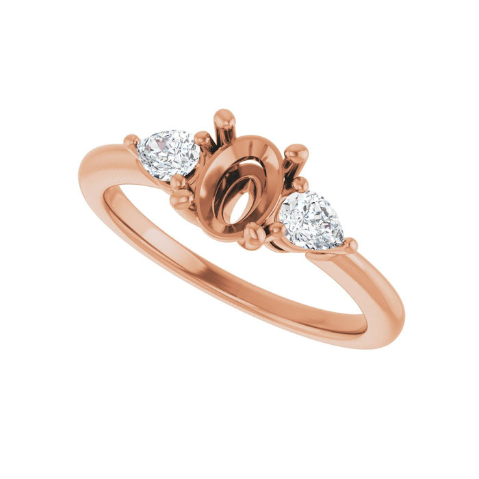 14K Rose Gold 7 x 5 mm Oval 1/4 CTW Lab-Grown Diamond Semi-Set Engagement Ring