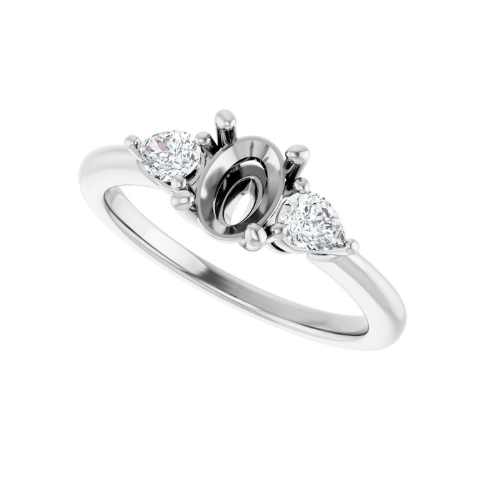 14K White Gold 7 x 5 mm Oval 1/4 CTW Lab-Grown Diamond Semi-Set Engagement Ring