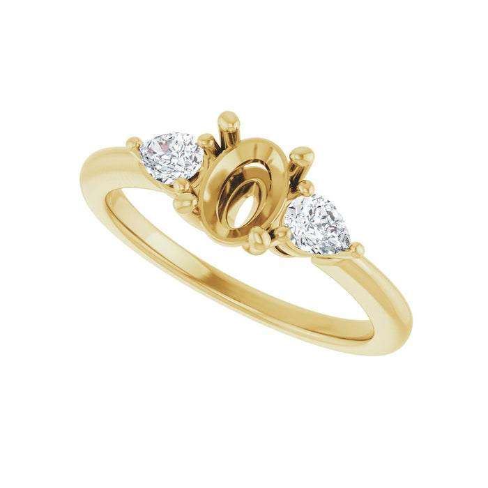 14K Yellow Gold 7 x 5 mm Oval 1/4 CTW Lab-Grown Diamond Semi-Set Engagement Ring