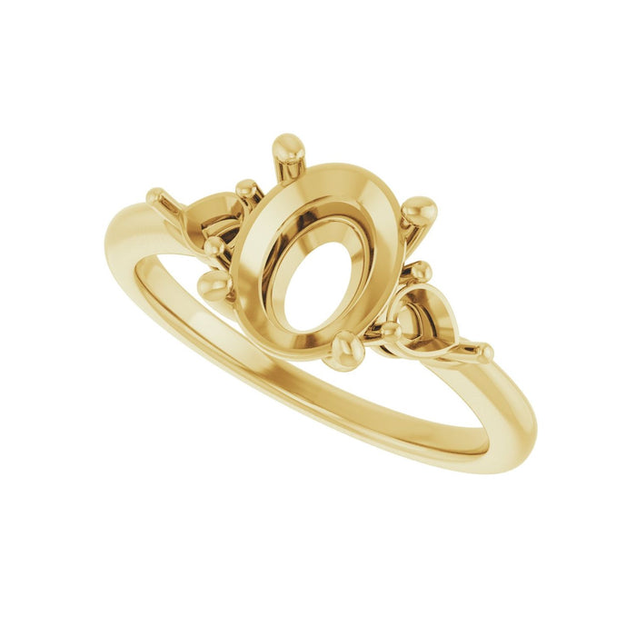 14K Yellow Gold 9x7 mm Oval 1/4 CTW Lab-Grown Diamond Semi-Set Engagement Ring
