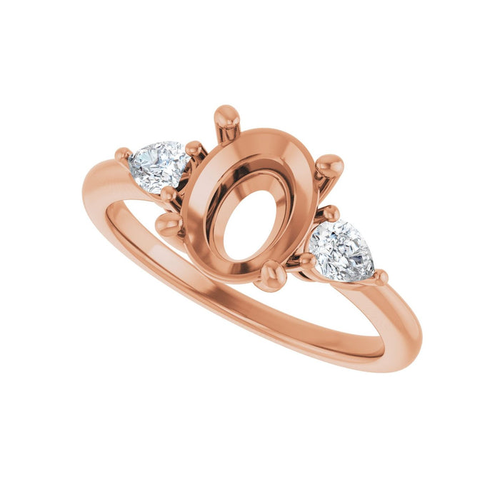 14K Rose Gold 9x7 mm Oval 1/4 CTW Lab-Grown Diamond Semi-Set Engagement Ring