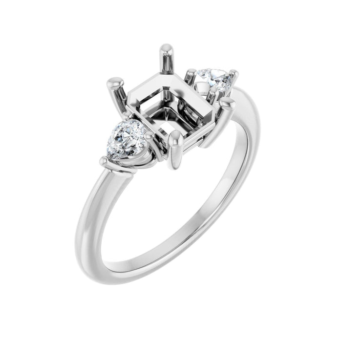 14K White Gold 8 x 6 mm Emerald 1/4 CTW Lab-Grown Diamond Semi-Set Engagement Ring