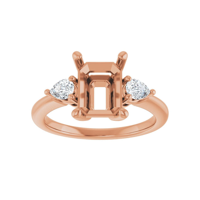 14K Rose Gold 9 x 7 mm Emerald 1/4 CTW Lab-Grown Diamond Semi-Set Engagement Ring