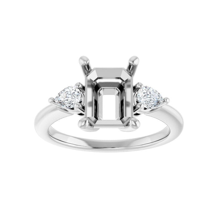 14K White Gold 9 x 7 mm Emerald 1/4 CTW Lab-Grown Diamond Semi-Set Engagement Ring
