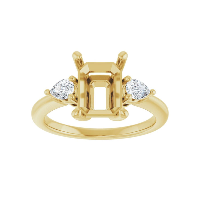 14K Yellow Gold 9 x 7 mm Emerald 1/4 CTW Lab-Grown Diamond Semi-Set Engagement Ring