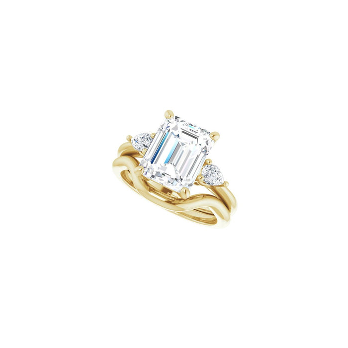14K Yellow Gold 10 x 8 mm Emerald 1/4 CTW Lab-Grown Diamond Semi-Set Engagement Ring