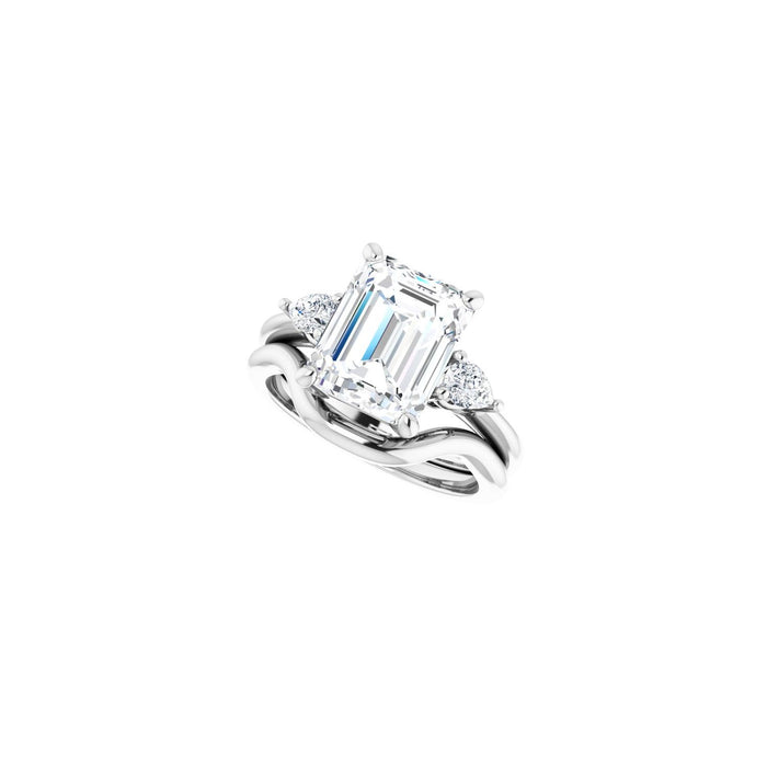 Platinum 10 x 8 mm Emerald 1/4 CTW Lab-Grown Diamond Semi-Set Engagement Ring