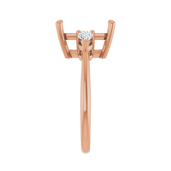14K Rose Gold 11 x 9 mm Emerald 1/4 CTW Lab-Grown Diamond Semi-Set Engagement Ring