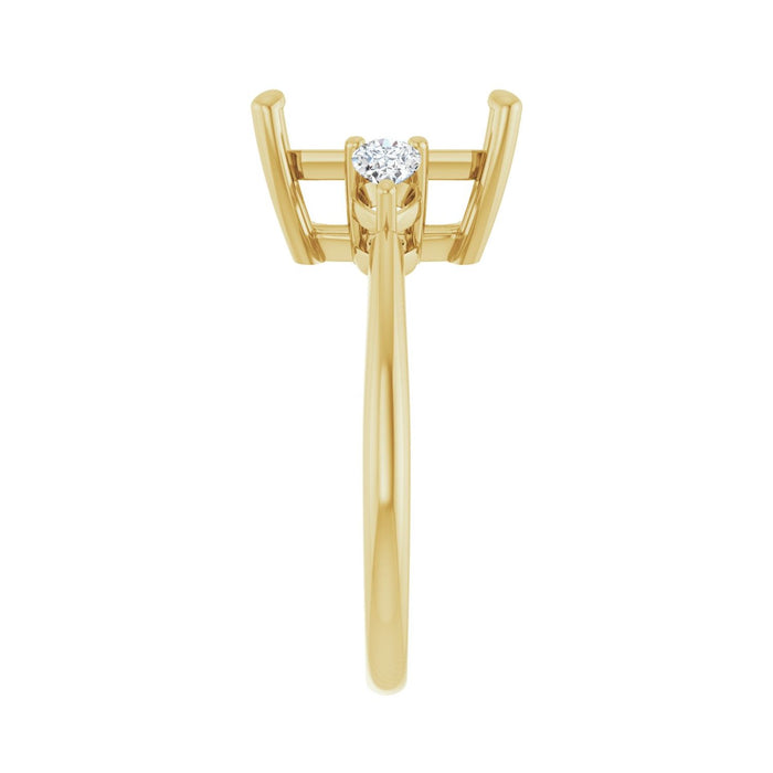 14K Yellow Gold 11 x 9 mm Emerald 1/4 CTW Lab-Grown Diamond Semi-Set Engagement Ring