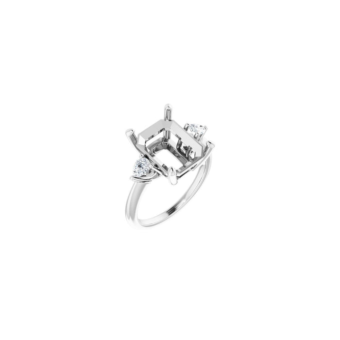 14K White Gold 12 x 10 mm Emerald 1/4 CTW Lab-Grown Diamond Semi-Set Engagement Ring