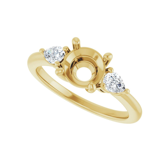 14K Yellow Gold 7 mm Round 1/4 CTW Lab-Grown Diamond Semi-Set Engagement Ring