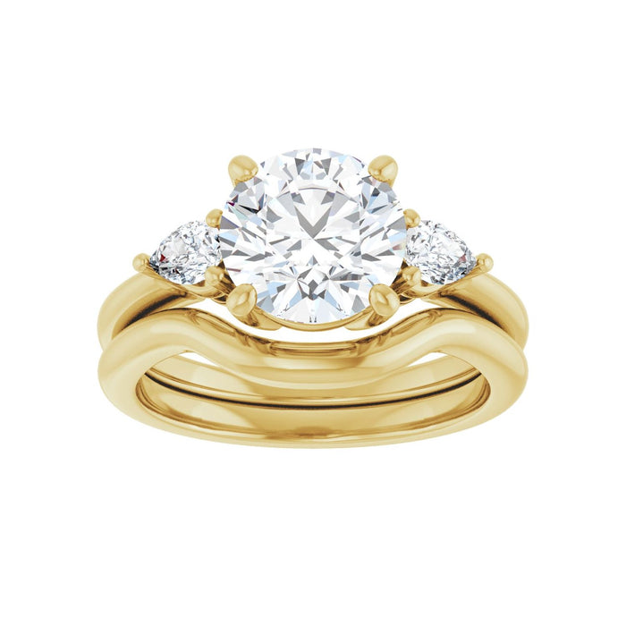 14K Yellow Gold 8.2 mm Round 1/4 CTW Lab-Grown Diamond Semi-Set Engagement Ring