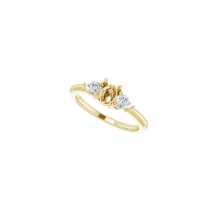 14K Yellow Gold 6 x 4 mm Oval 1/4 CTW Lab-Grown Diamond Semi-Set Engagement Ring