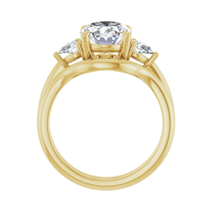 14K Yellow Gold 10 x 8 mm Oval 1/4 CTW Lab-Grown Diamond Semi-Set Engagement Ring