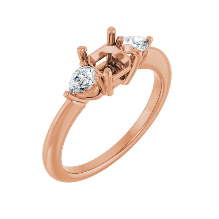 14K Rose Gold 5 x 5 mm Asscher 1/4 CTW Lab-Grown Diamond Semi-Set Engagement Ring