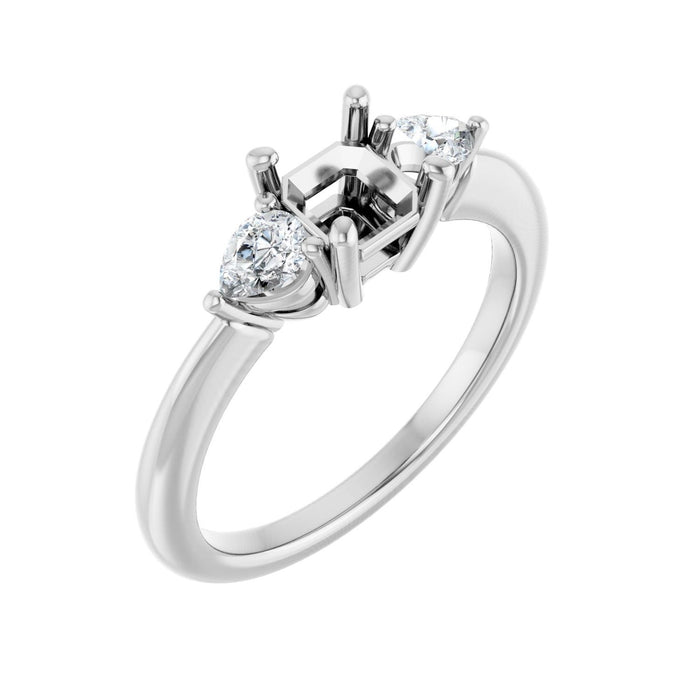 Platinum 5 x 5 mm Asscher 1/4 CTW Lab-Grown Diamond Semi-Set Engagement Ring