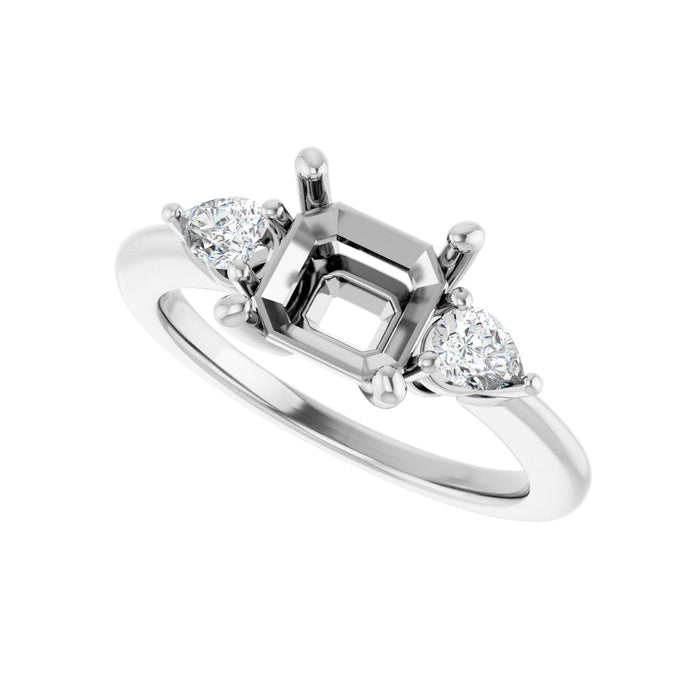 Platinum 7 x 7 mm Asscher 1/4 CTW Lab-Grown Diamond Semi-Set Engagement Ring