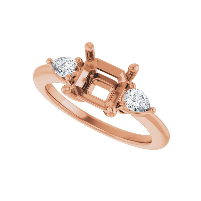 14K Rose Gold 7 x 7 mm Asscher 1/4 CTW Lab-Grown Diamond Semi-Set Engagement Ring
