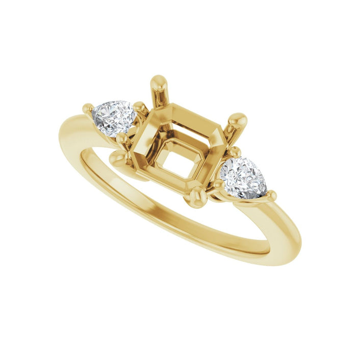 14K Yellow Gold 7 x 7 mm Asscher 1/4 CTW Lab-Grown Diamond Semi-Set Engagement Ring