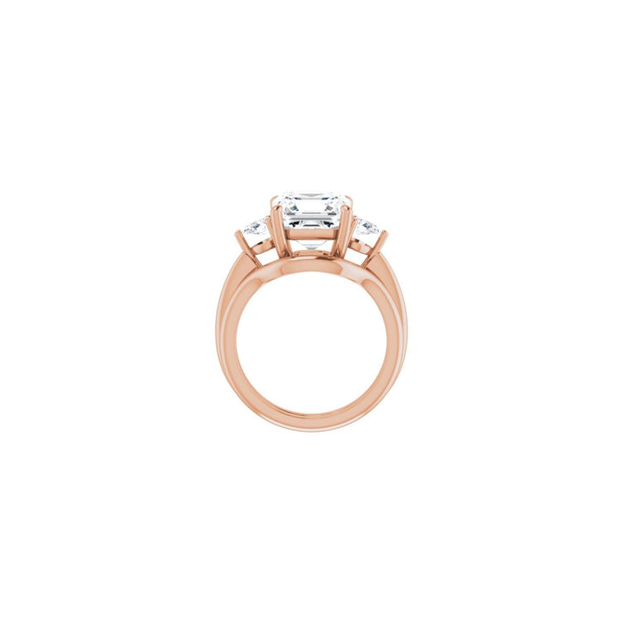 14K Rose Gold 9 x 9 mm Asscher 1/4 CTW Lab-Grown Diamond Semi-Set Engagement Ring