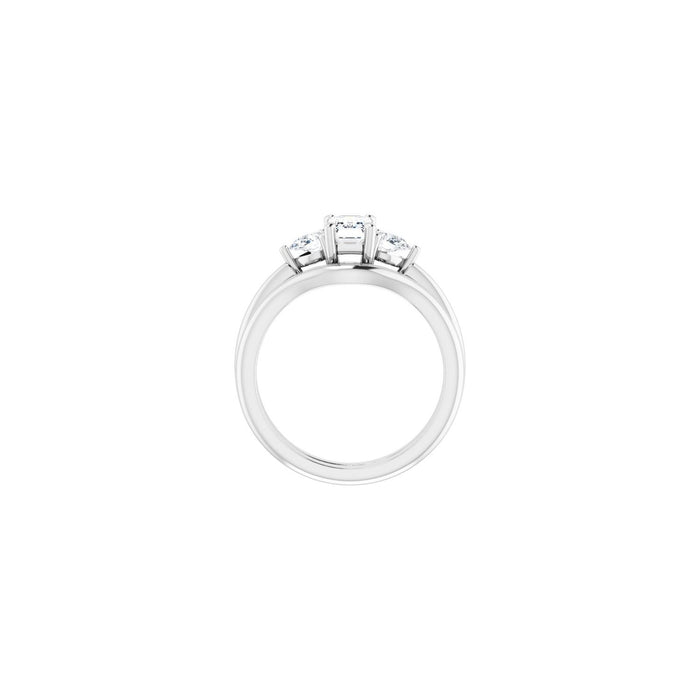Platinum 6 x 4 mm Emerald 1/4 CTW Lab-Grown Diamond Semi-Set Engagement Ring