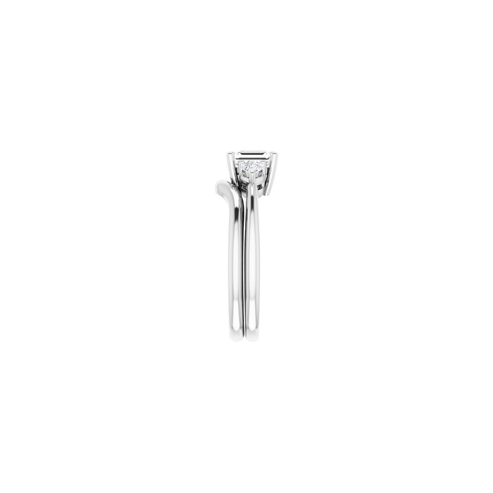 14K White Gold 6 x 4 mm Emerald 1/4 CTW Lab-Grown Diamond Semi-Set Engagement Ring