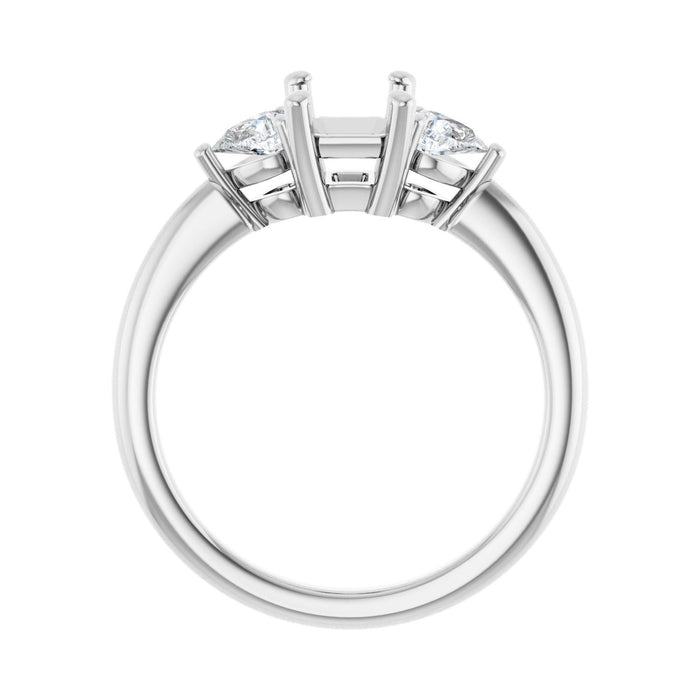 14K White Gold 7 x 5 mm Emerald 1/4 CTW Lab-Grown Diamond Semi-Set Engagement Ring
