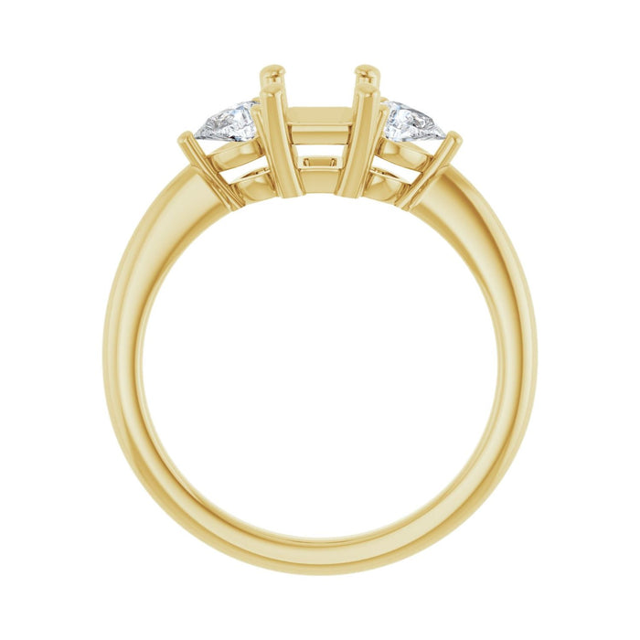 14K Yellow Gold 7 x 5 mm Emerald 1/4 CTW Lab-Grown Diamond Semi-Set Engagement Ring