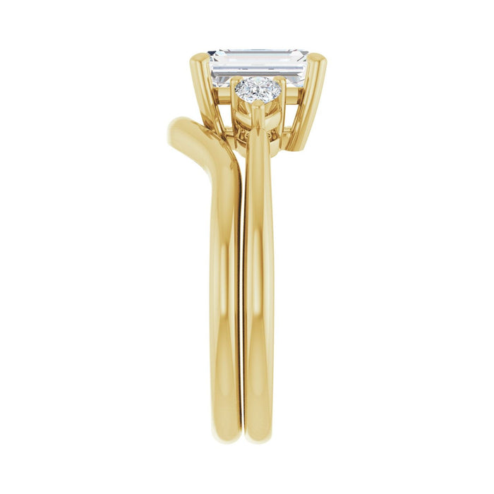 14K Yellow Gold 8 x 6 mm Emerald 1/4 CTW Lab-Grown Diamond Semi-Set Engagement Ring