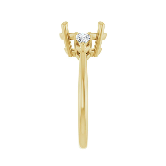 14K Yellow Gold 10 mm Round 1/4 CTW Lab-Grown Diamond Semi-Set Engagement Ring