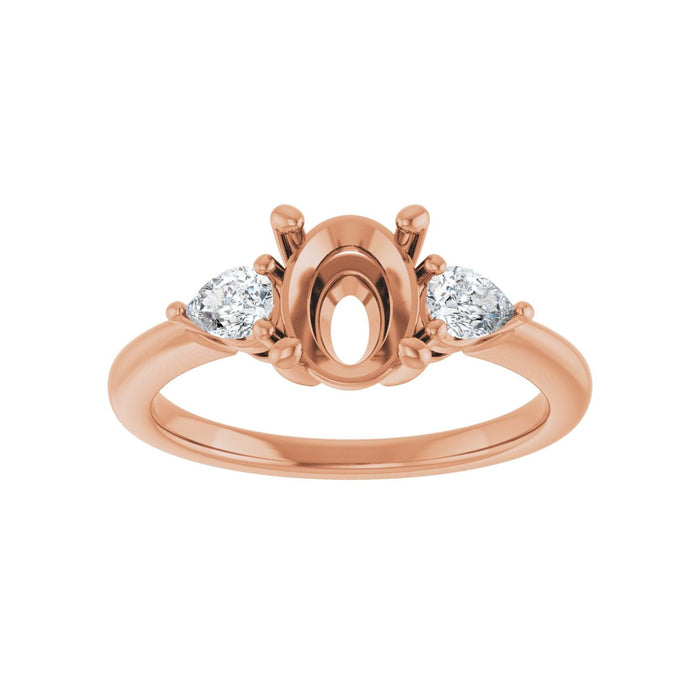 14K Rose Gold 8x6 mm Oval 1/4 CTW Lab-Grown Diamond Semi-Set Engagement Ring